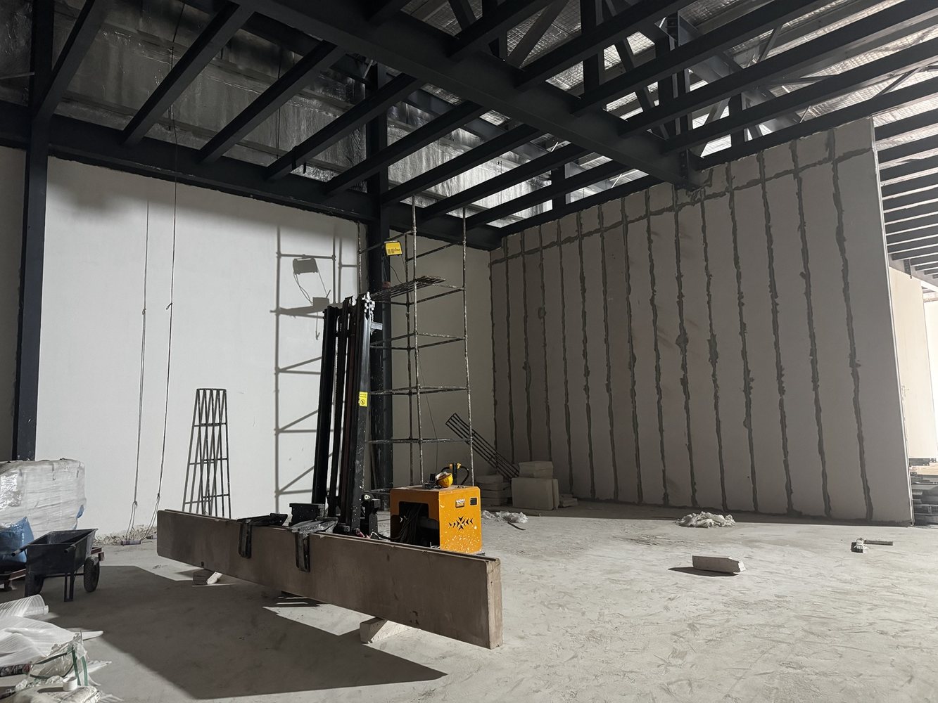 Finished interior wall